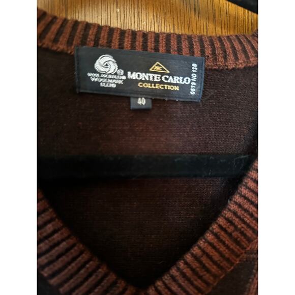 MONTE CARLO V NECK WOOL BLEND SWEATER; SIZE 40/MED - Picture 3 of 4
